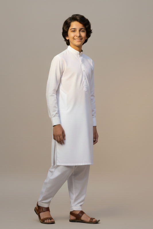 Boys Classic White Shalwar Kameez