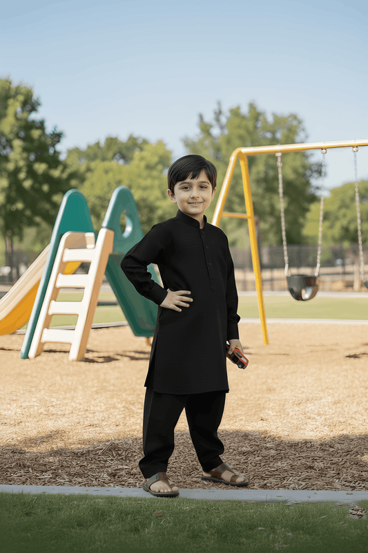 Rain Bow- Black Kameez Shalwar
