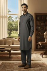 Sunflower-Charcoal Kameez Shalwar