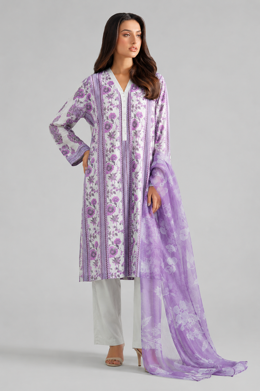 Basic Printed Lawn 3-Pieces Stitched