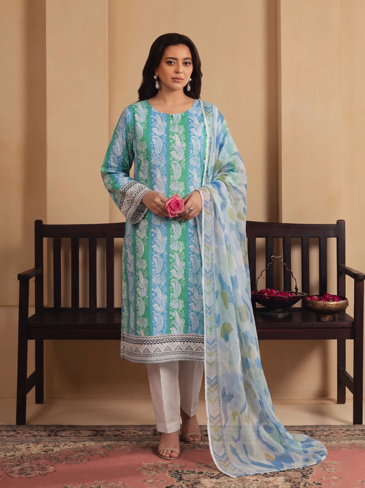 Basic Printed Lawn 3-Pieces Stitched