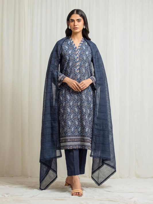 Basic Printed Lawn 3-Pieces Stitched