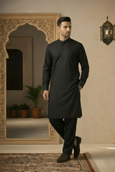 Muskan Plus- Black Kameez Shalwar