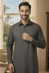 Sunflower-Charcoal Kameez Shalwar