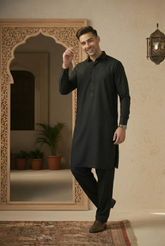 Muskan Plus- Black Kameez Shalwar