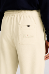 Cream Straight Fit Drawstring Trousers