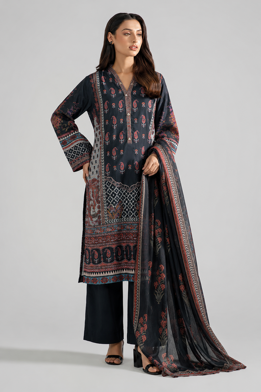 Basic Printed Lawn 3-Pieces Stitched