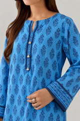 Royal Blue Printed Lawn 3PC Stitched Suit