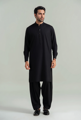 Muskan- Black Kameez Shalwar Band Collar