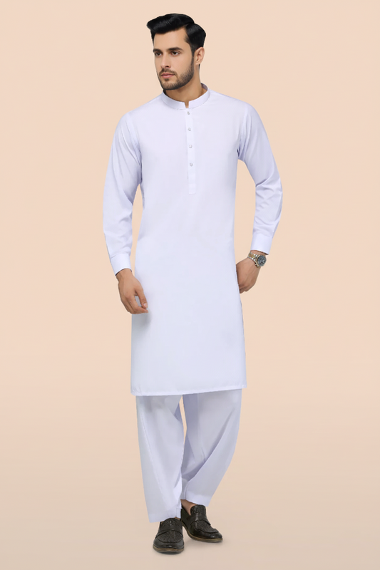Men’s White Black Shalwar Kameez