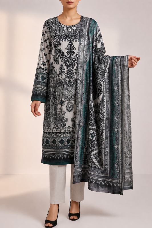 Embroidery Cotton 3-Pieces Stitched
