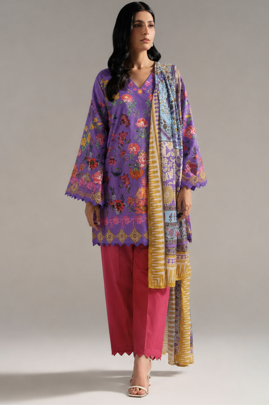 Basic Printed Lawn 3-Pieces Stitched