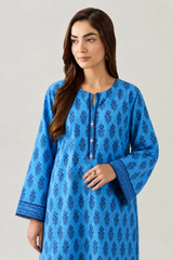 Royal Blue Printed Lawn 3PC Stitched Suit