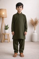 Gentle Men- Boy Grayish Brown Kameez Shalwar