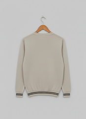 Men’s V-Neck Knit Sweater – Beige