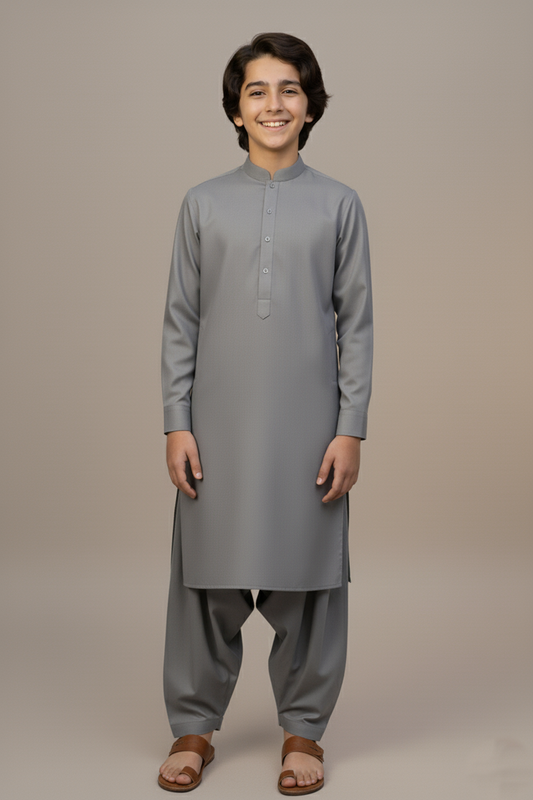 Boys Classic Grey Shalwar Kameez