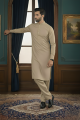 Inspiration-beige Kameez Shalwar