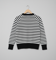 Striped Acrylic Cardigan-Black & White