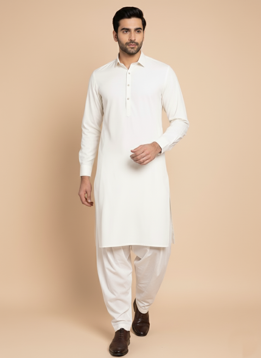 Men’s Classic Off White Shalwar Kameez