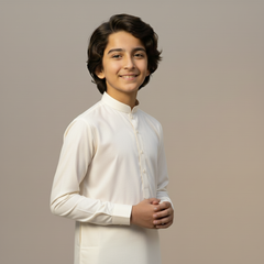 Boys Classic Off White Shalwar Kameez