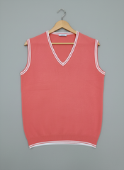 Women’s V-Neck Knit Sweater Vest – Coral Pink