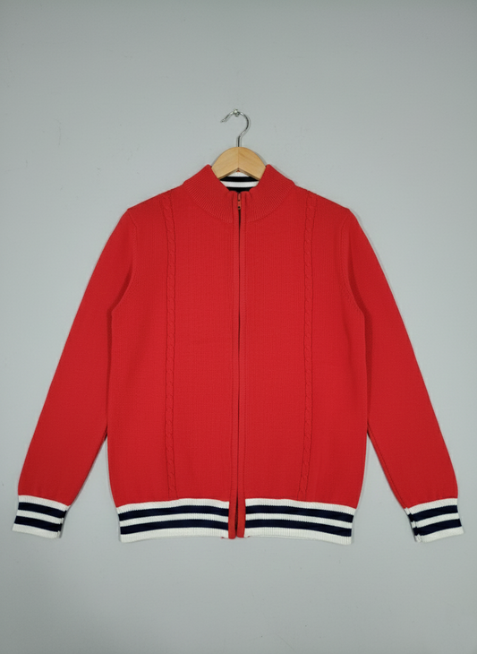 Kids Zip-Up Knit Sweater Jacket – Red