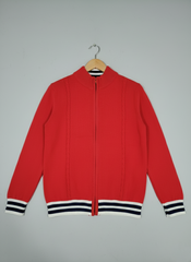 Kids Zip-Up Knit Sweater Jacket – Red