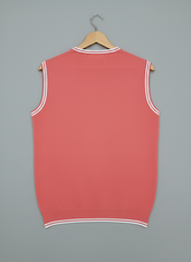 Women’s V-Neck Knit Sweater Vest – Coral Pink