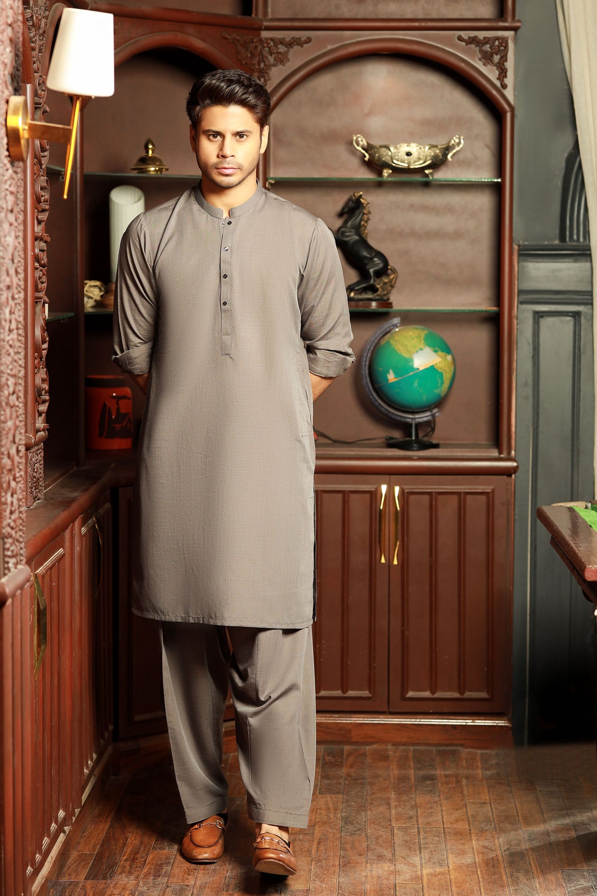 Vintage-Grey Kameez Shalwar
