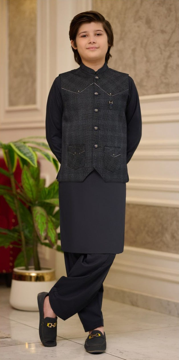 Boys Waistcoat Shalwar Kameez Set