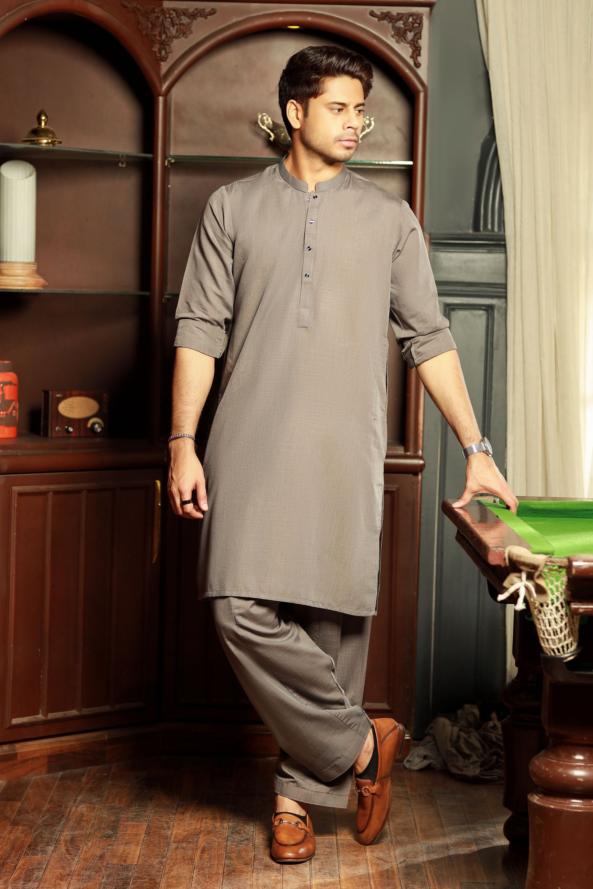 Vintage-Grey Kameez Shalwar