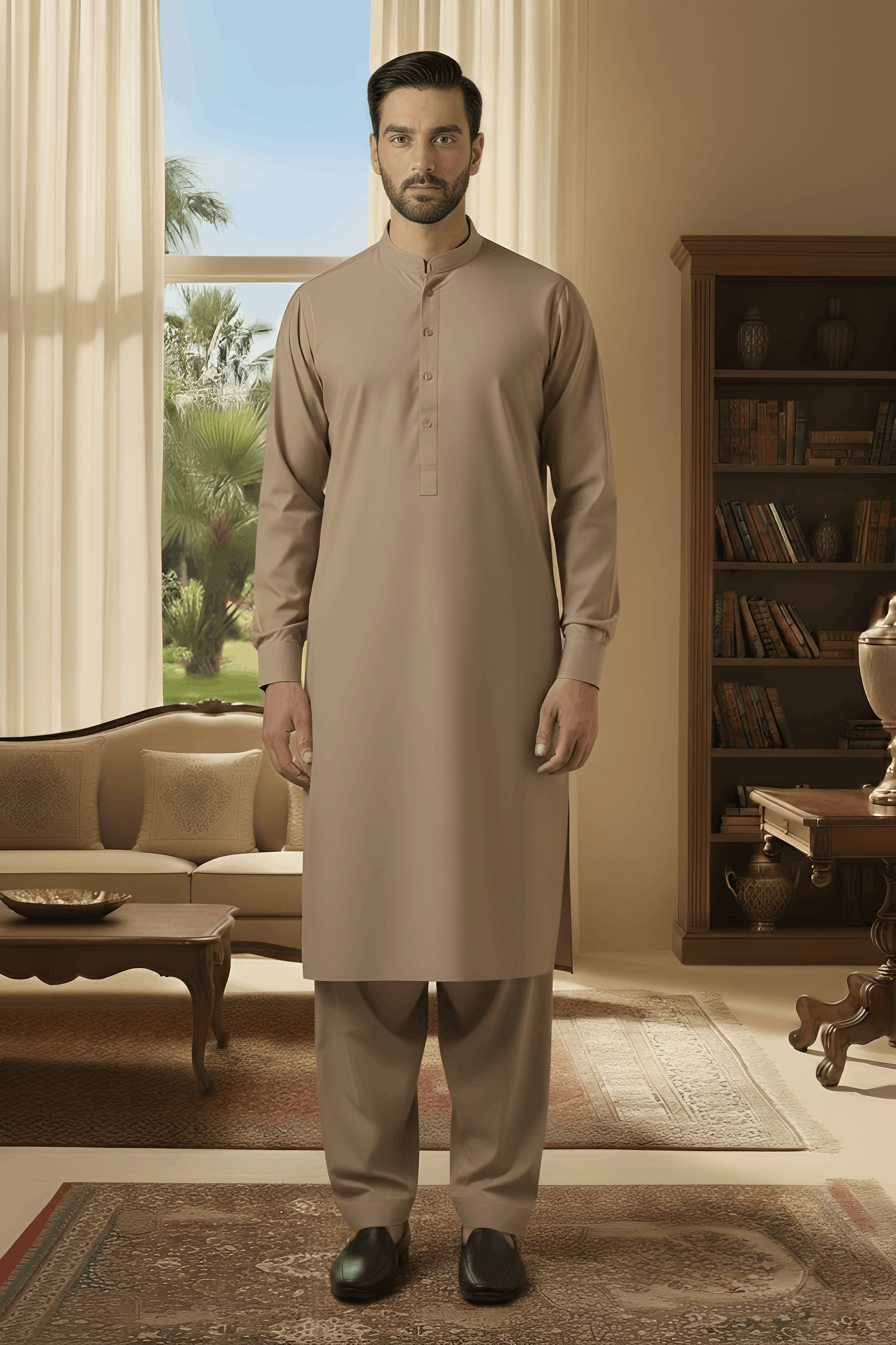 Sunflower- Light Brown Kameez Shalwar