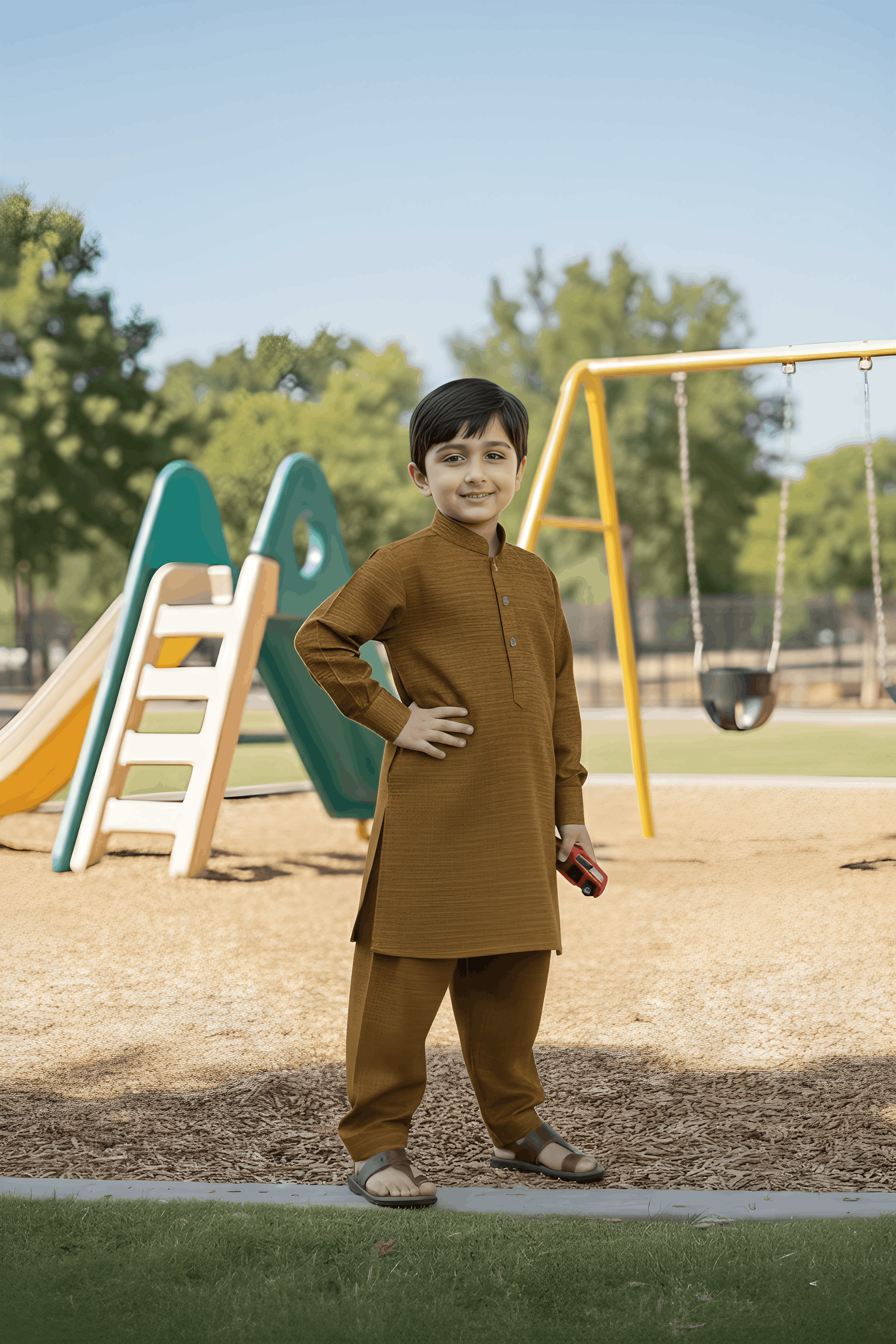 Rain Bow- Boy Brown Kameez Shalwar