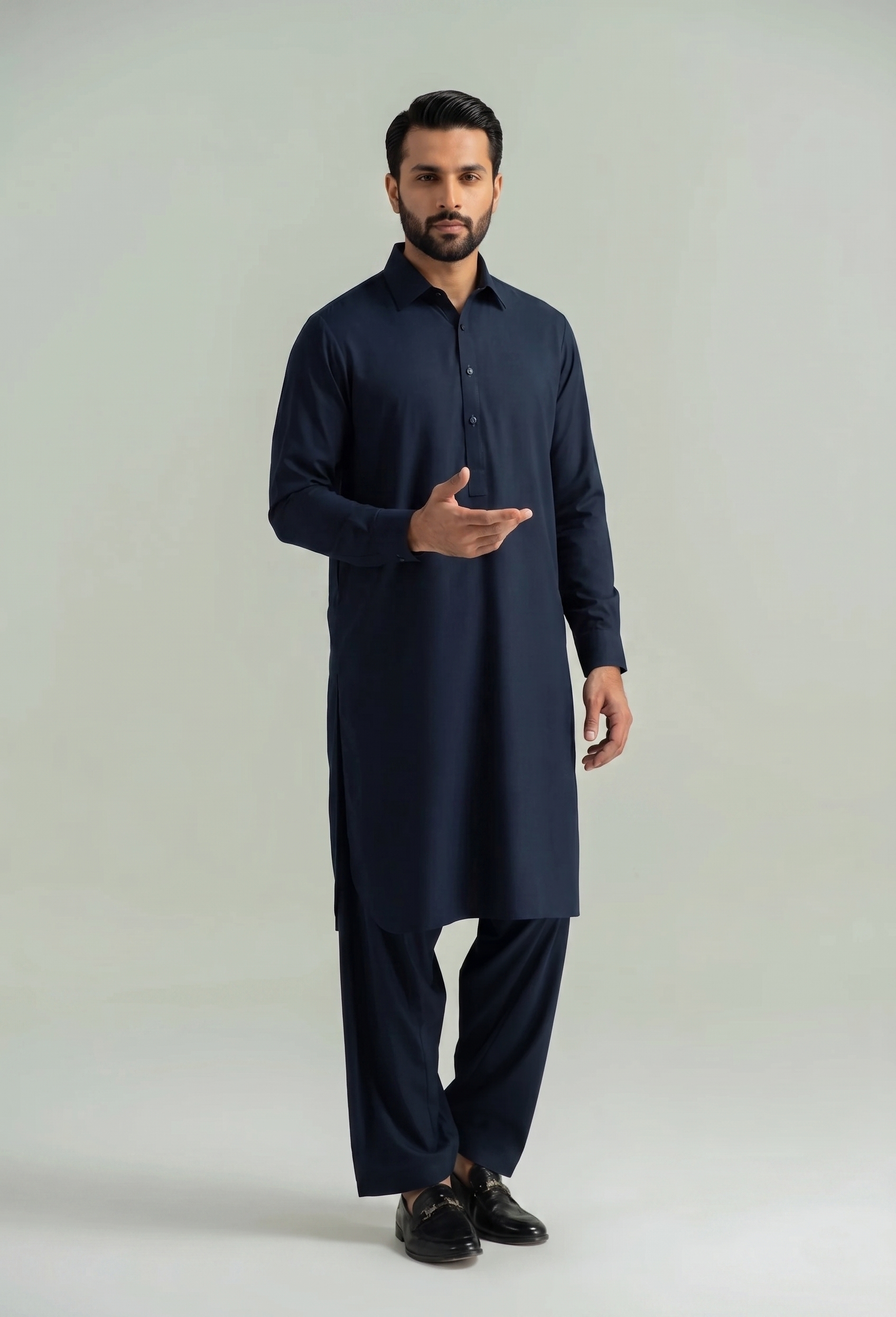 Muskan- Navy Kameez Shalwar Shirt Collar