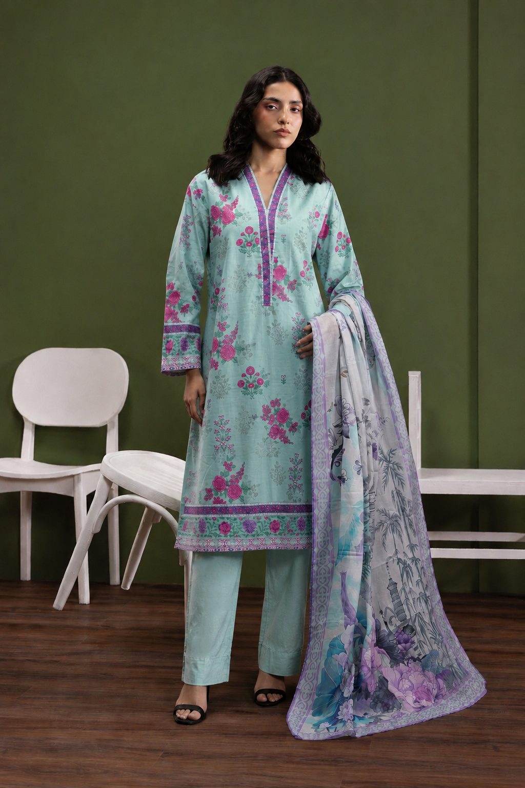 Basic Printed Lawn 3-Pieces Stitched