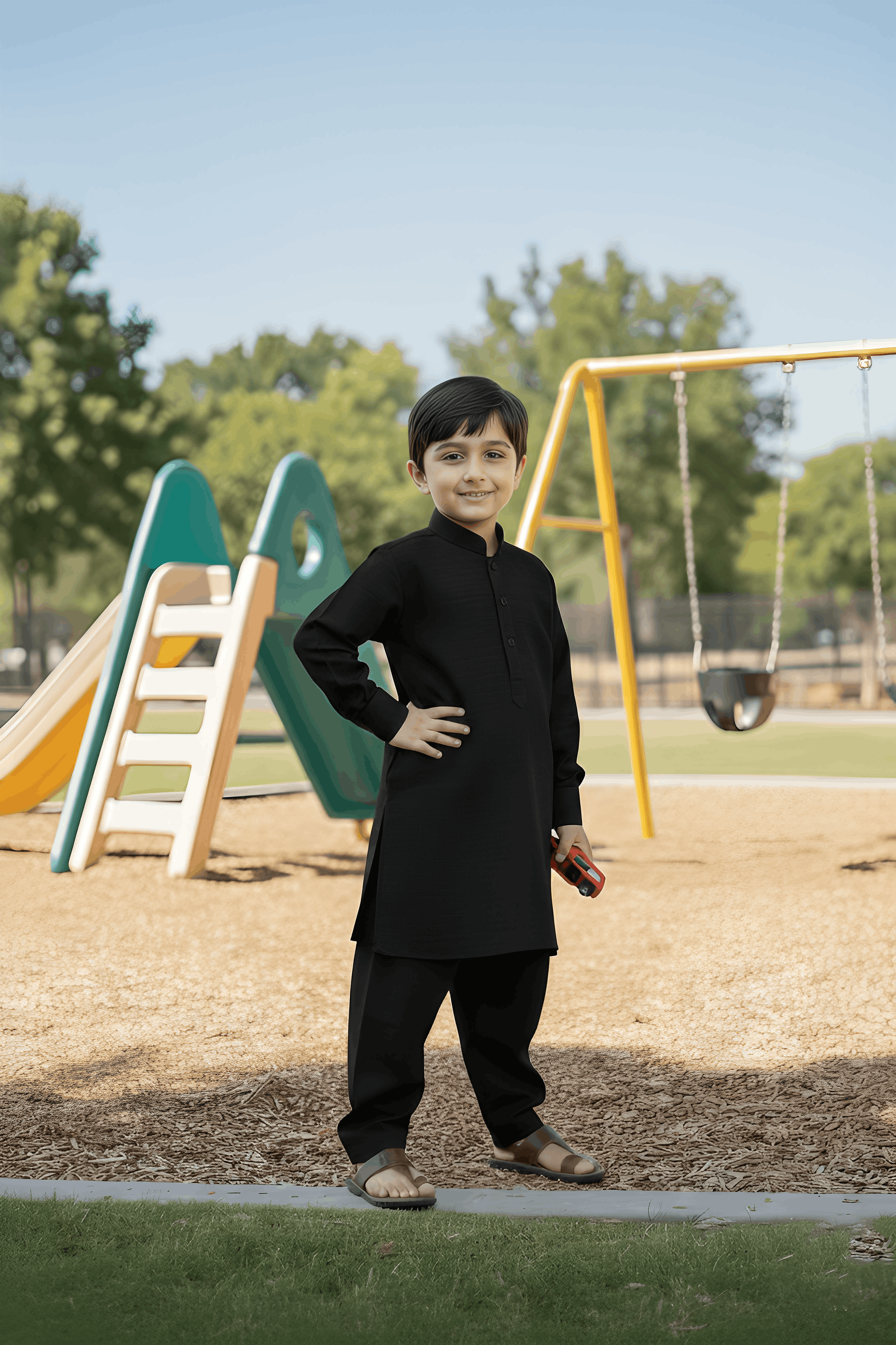 Rain Bow- Black Kameez Shalwar