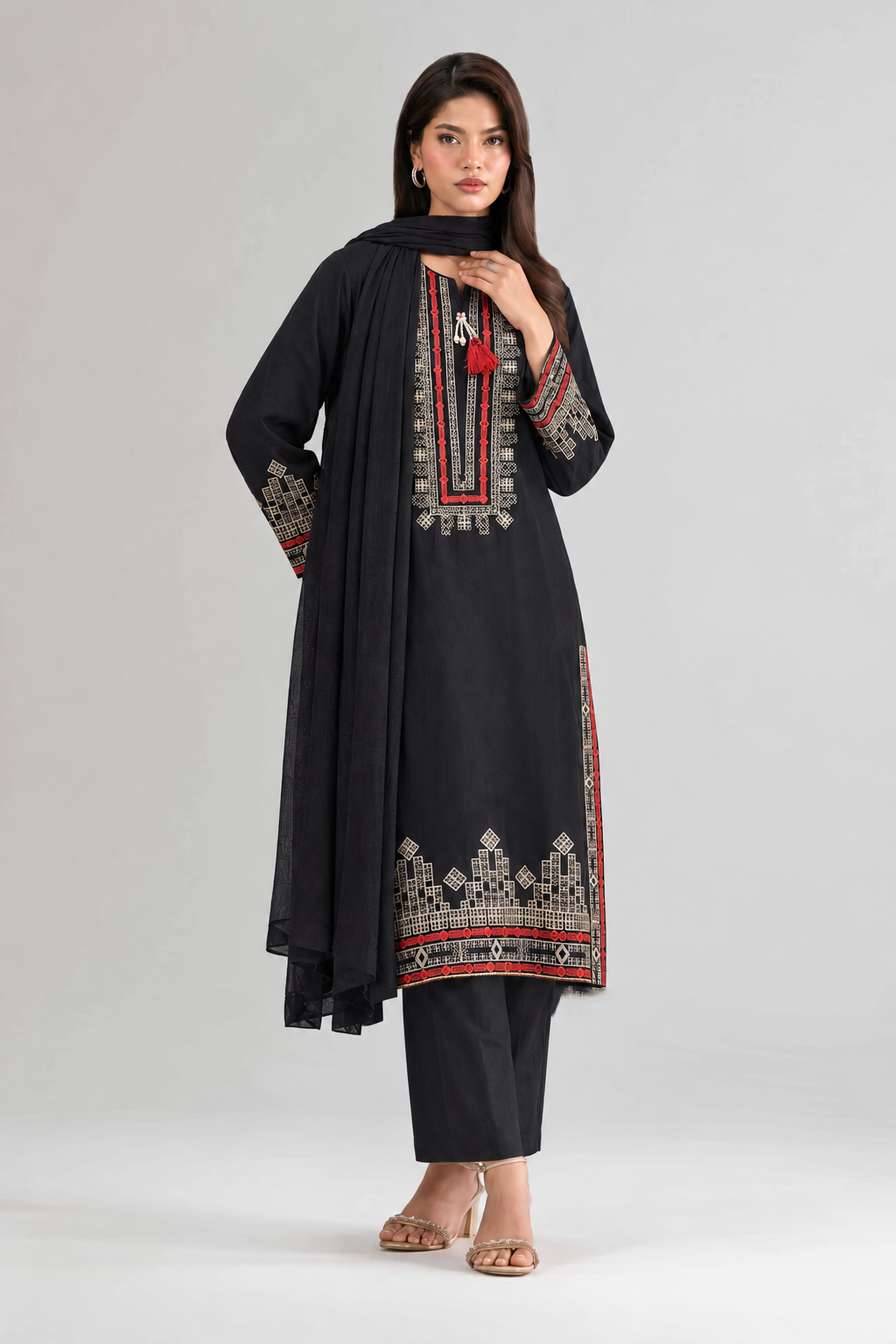 Embroidered Khaddar 3PC Stitched Suit