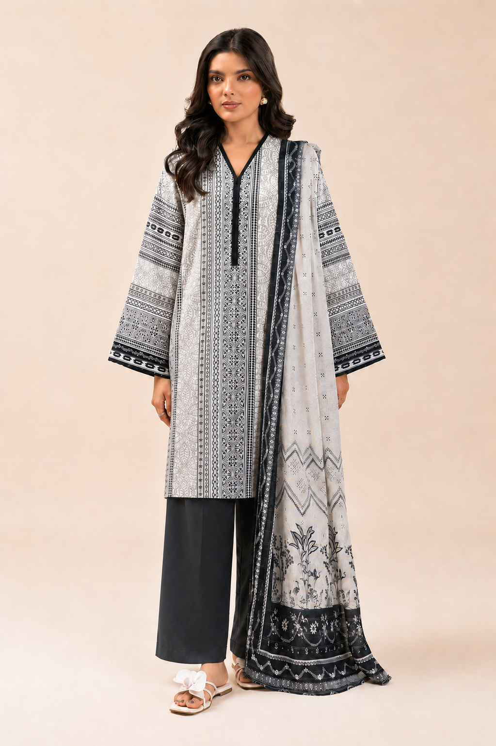 Basic Printed Lawn 3-Pieces Stitched