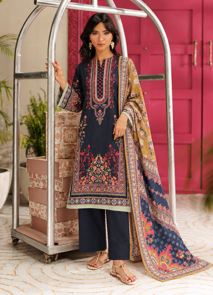 Khaddar Black Printed 3-Piece Stitched Suit