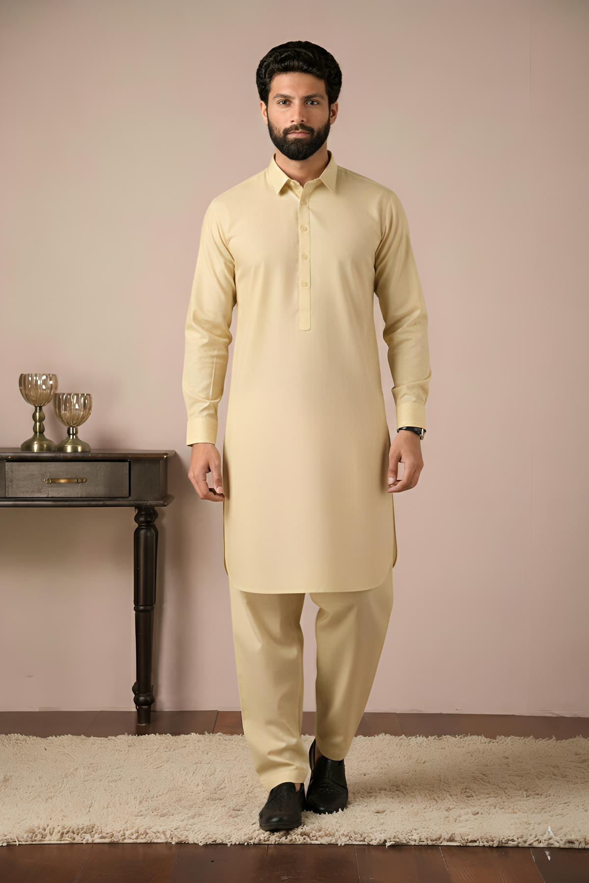 Gold Medal Style- Cream Kameez Shalwar