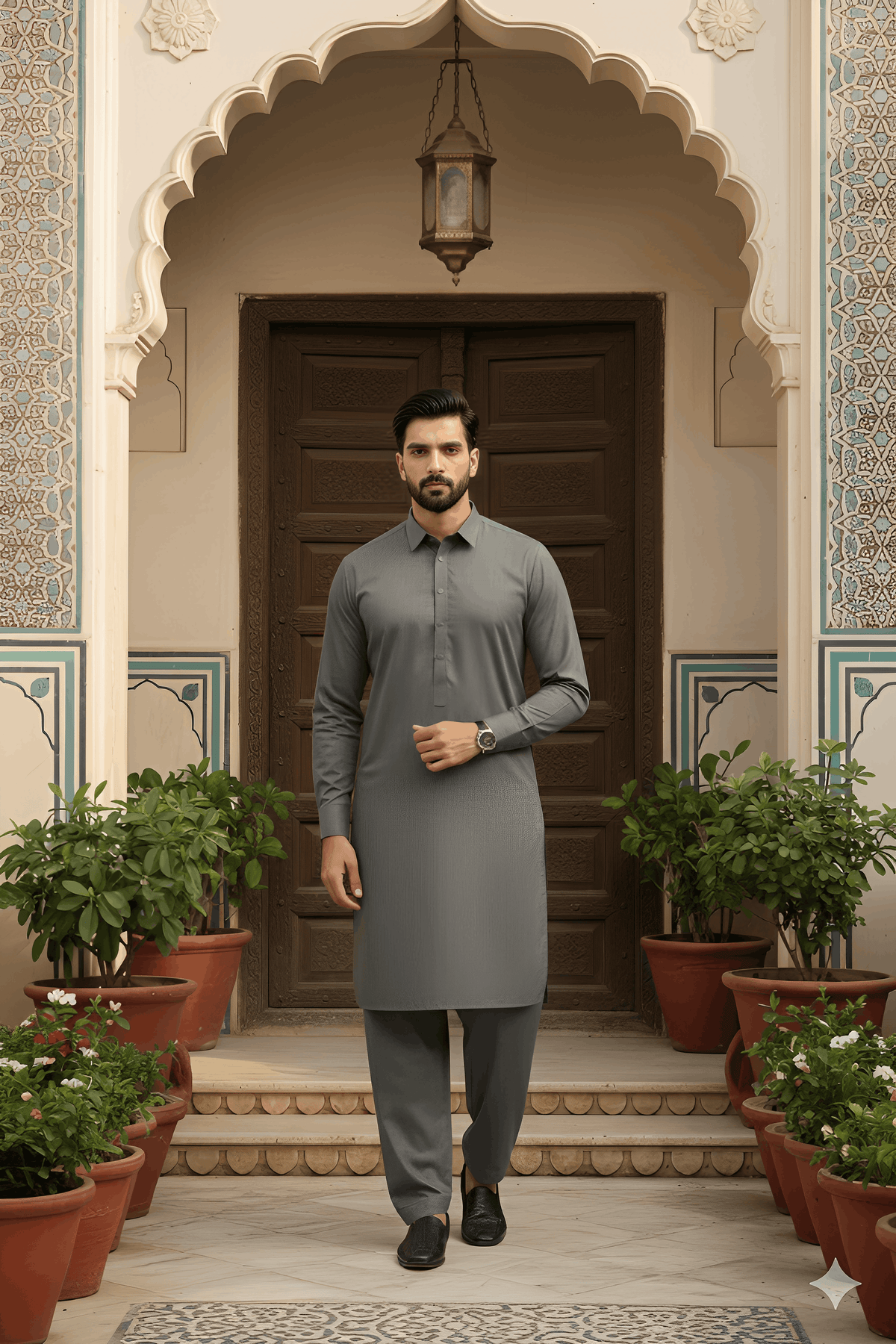 Dream Style- Ash Grey Kameez Shalwar