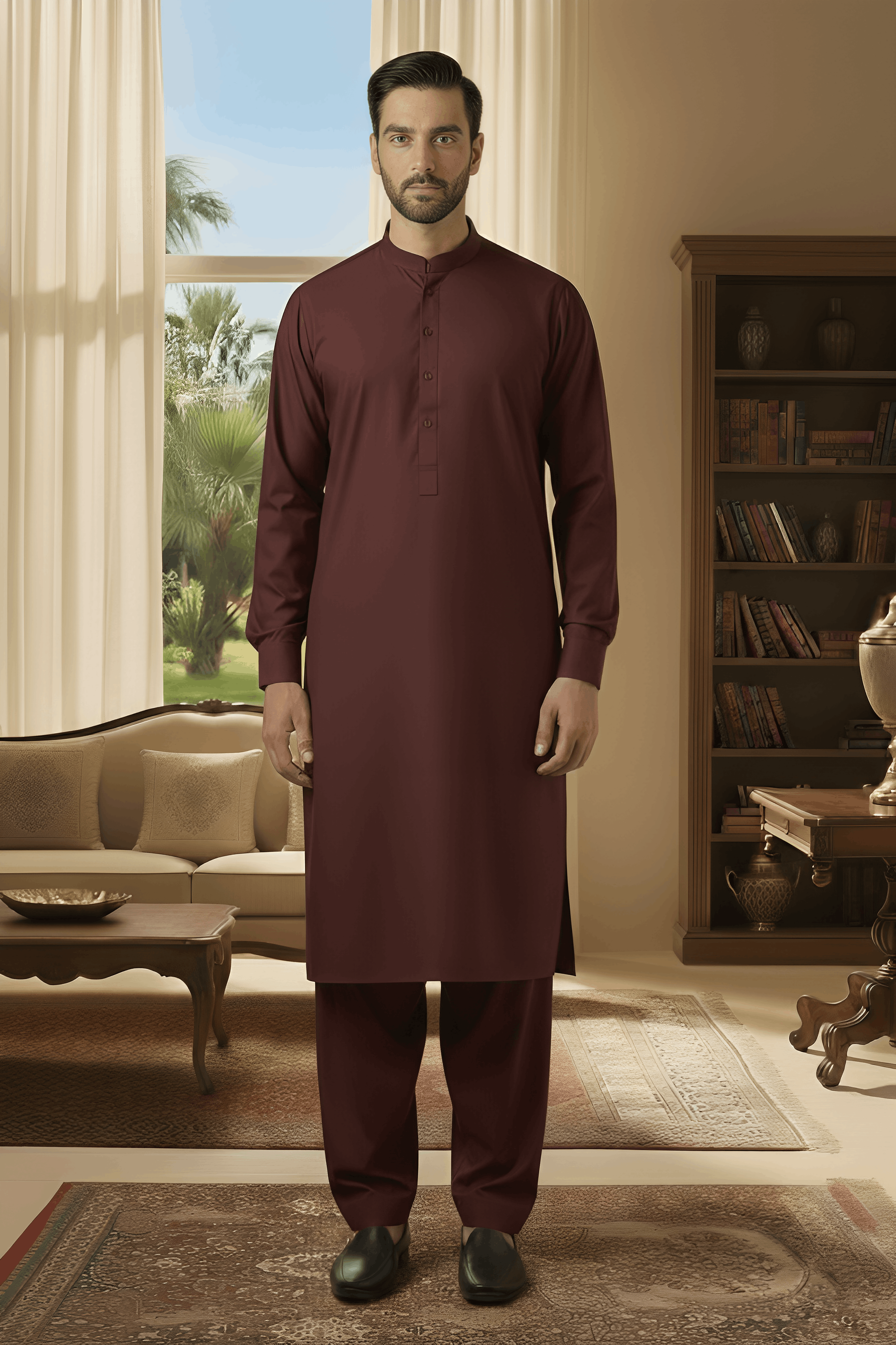 Sunflower- Mahroon Kameez Shalwar