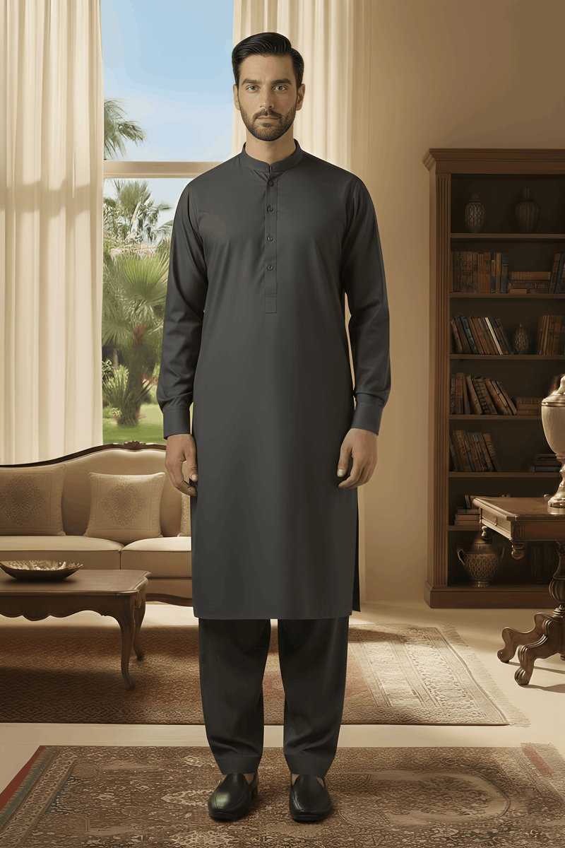 Sunflower- Charcoal Kameez Shalwar