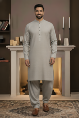 Vintage-Ash Grey Kameez Shalwar