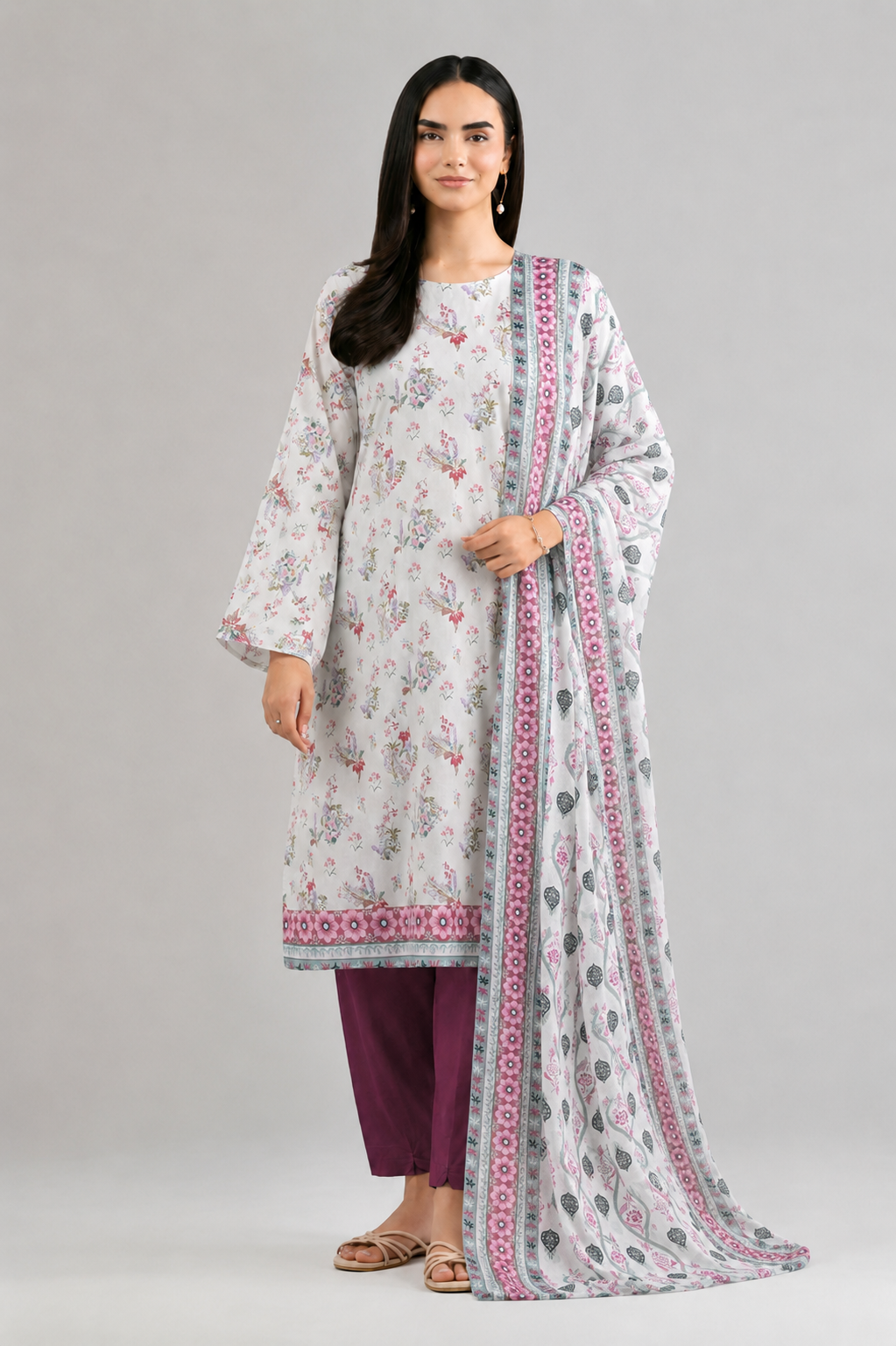 Basic Printed Lawn 3-Pieces Stitched