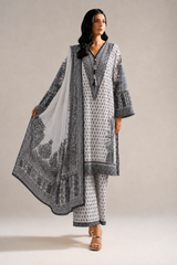 Basic Printed Lawn 3-Pieces Stitched