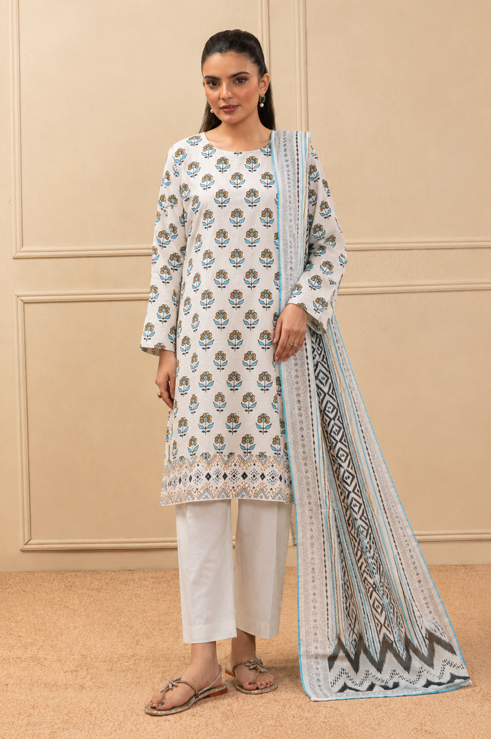 Basic Printed Lawn 3-Pieces Stitched