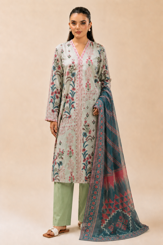 Basic Printed Lawn 3-Pieces Stitched