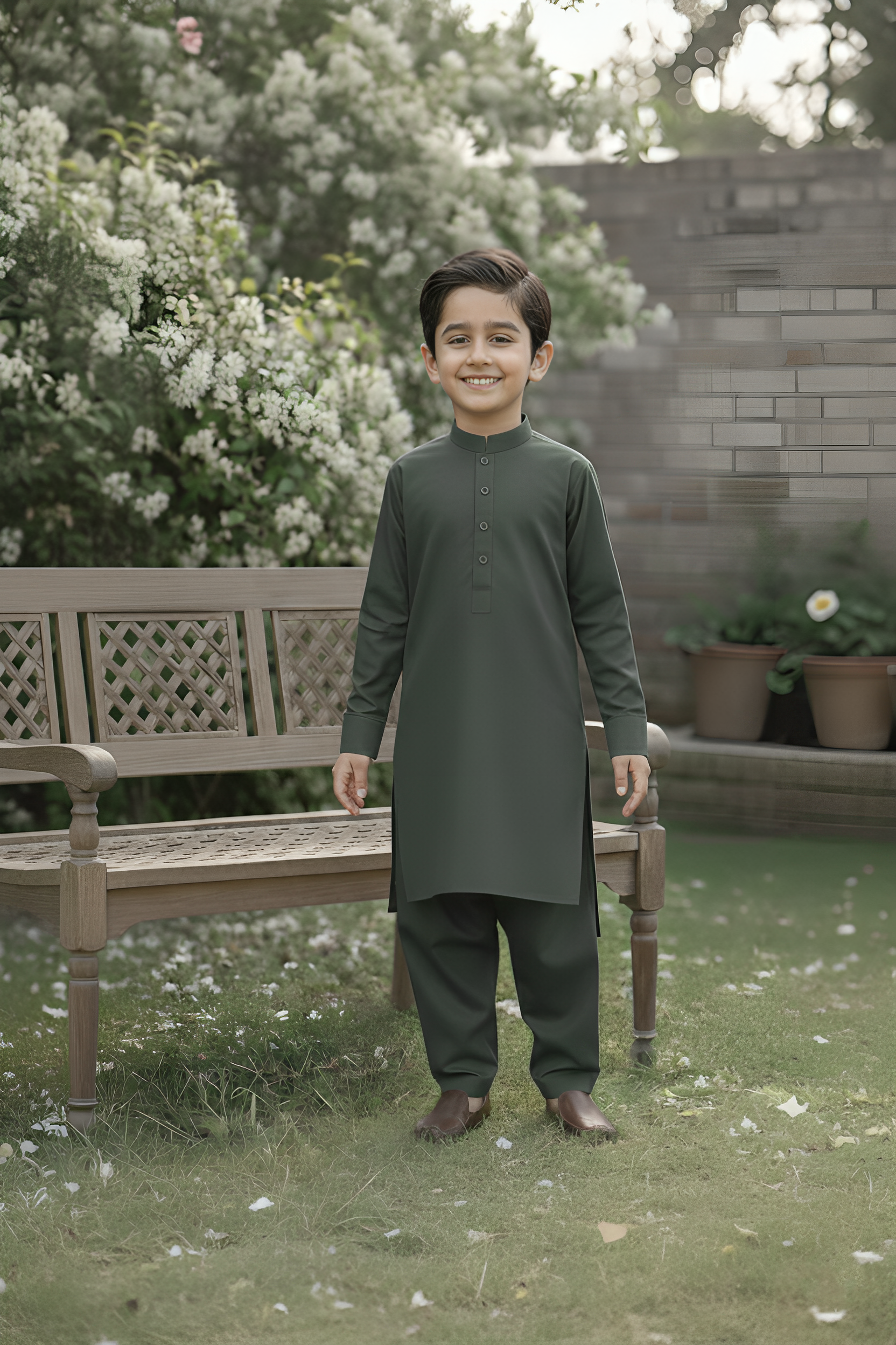 Sugarcan- Boy Bottle Green Kameez Shalwar
