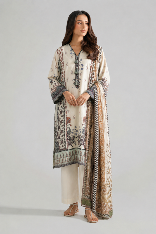 Basic Printed Lawn 3-Pieces Stitched